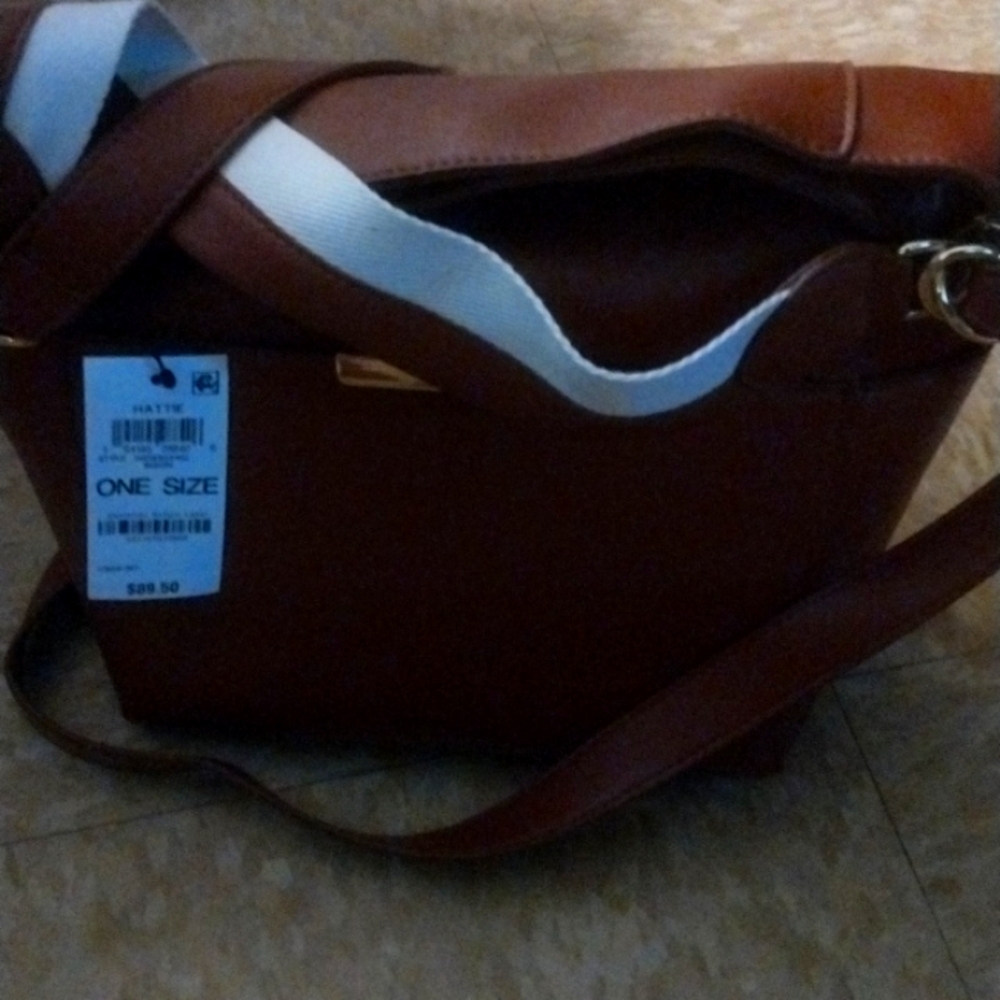 On 34th brown leather large tote